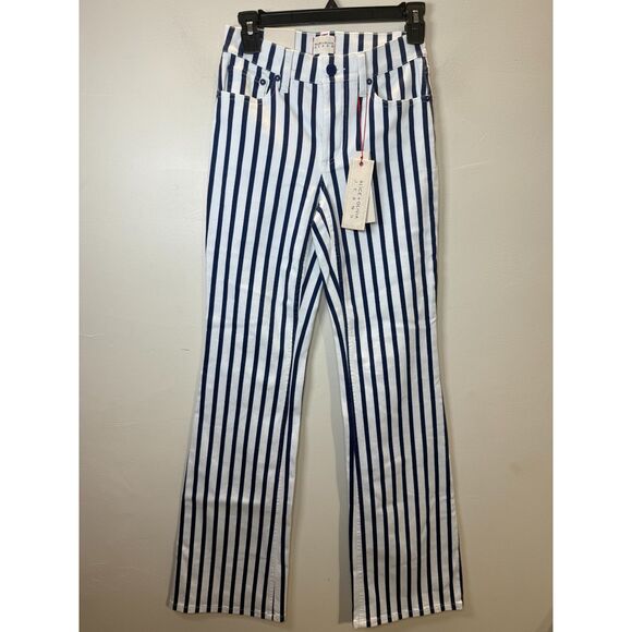 Alice & Olivia Women's CD403311630 Size 25 Indigo Admiral Stripe Bootcut Jeans - Picture 4 of 11